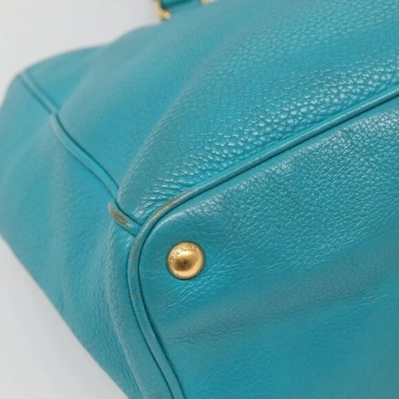 PRADA Hand Bag Leather 2way Green Gold Auth 139193 - Picture 5 of 16